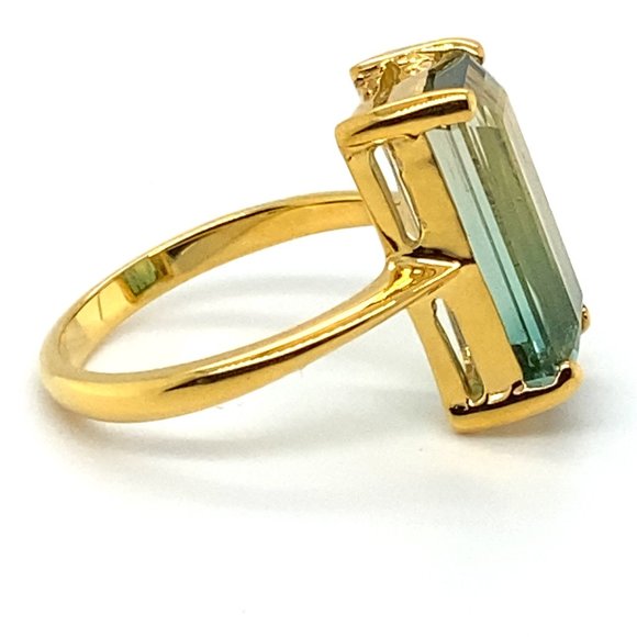 Bi Color Tourmaline 11.40ct Solid 14K Yellow Gold Ring - Picture 5 of 6